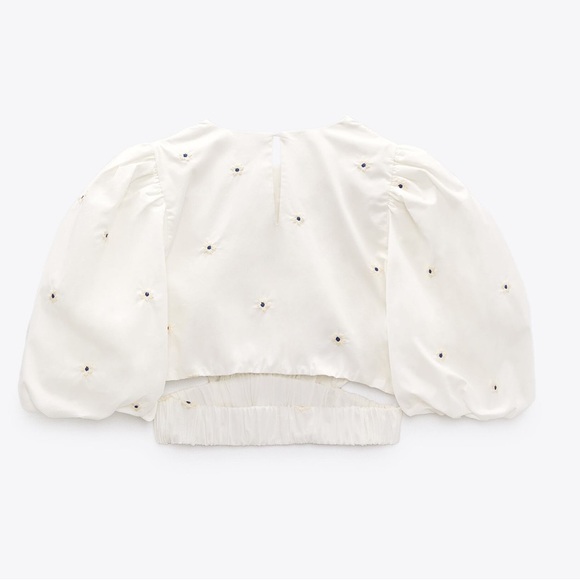 Zara Embroidered Poplin Top With Balloon Sleeves REF. 2320/019 Size XS - Picture 5 of 16